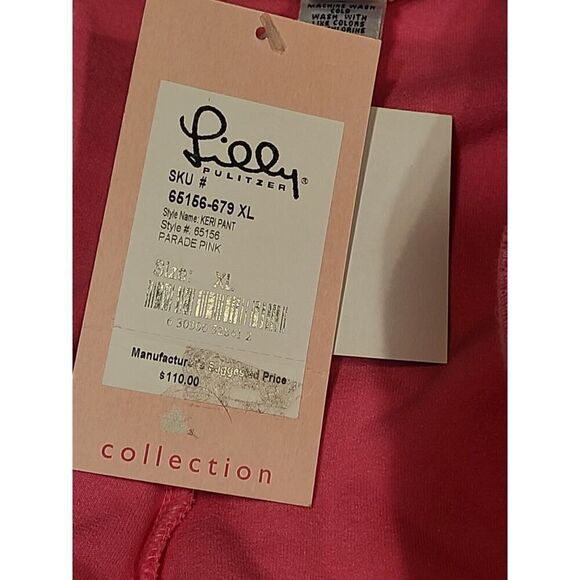 Lilly Pulitzer New Old Stock Pink Velour Keri Pants Drawstring Loungewear | XL - Picture 7 of 9